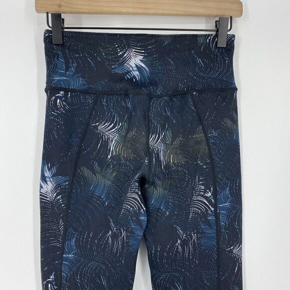 Sweaty Betty Leggings Size Small Womens Blue Palm Leaf Print Crop High Rise - Picture 4 of 7